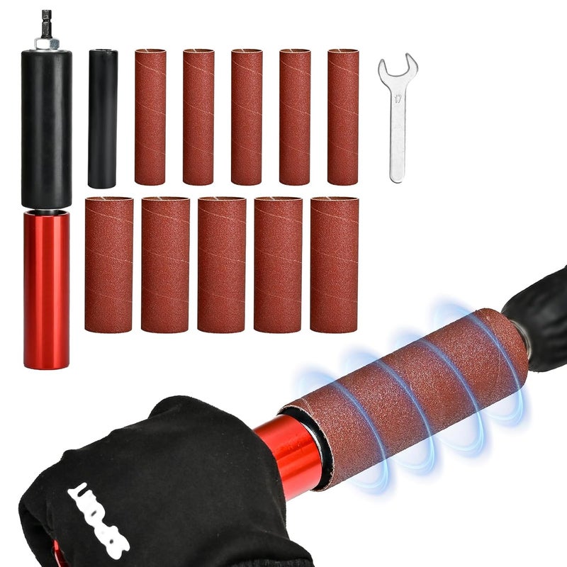 Mosxoed Hand-Held Rubber Sanding Drum for Drill - 4-1/2" x 1-1/2" and 4-1/2" x 1", Spindle Sander Adapter for Power Drill, Drum Sanding Sleeves for Wood and Metal - Image 1
